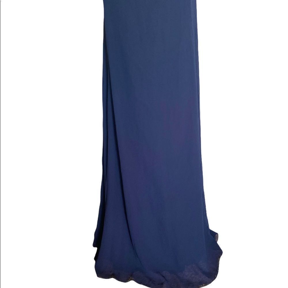 Amsale Navy One Shoulder Gown Size 16 Formal Bridesmaid Maxi Dress - Picture 4 of 8
